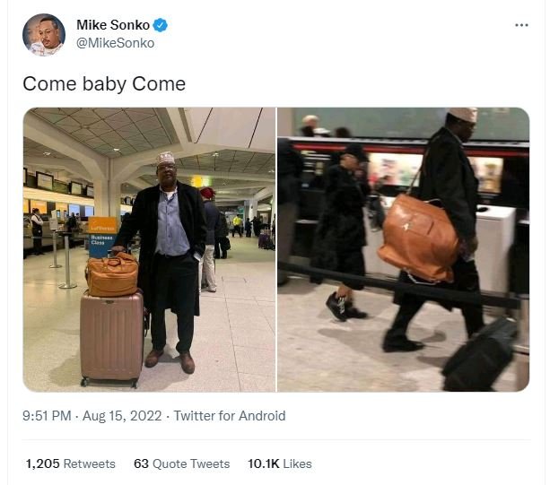 Mike sonko mikesonko come baby come 9.51 pm . aug 15, twitter for android 1,205