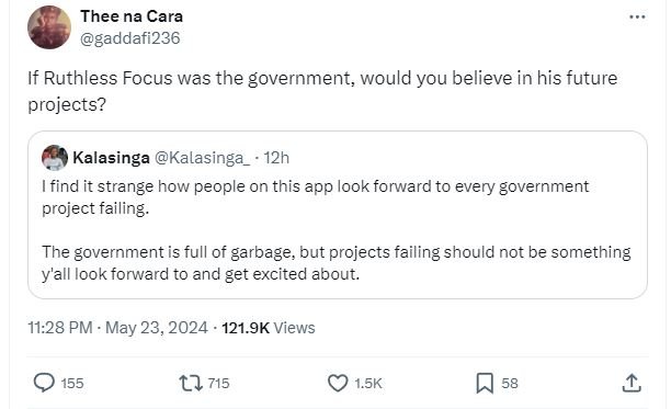 Thee na cara gaddafi236 if ruthless focus was the government would you believe i