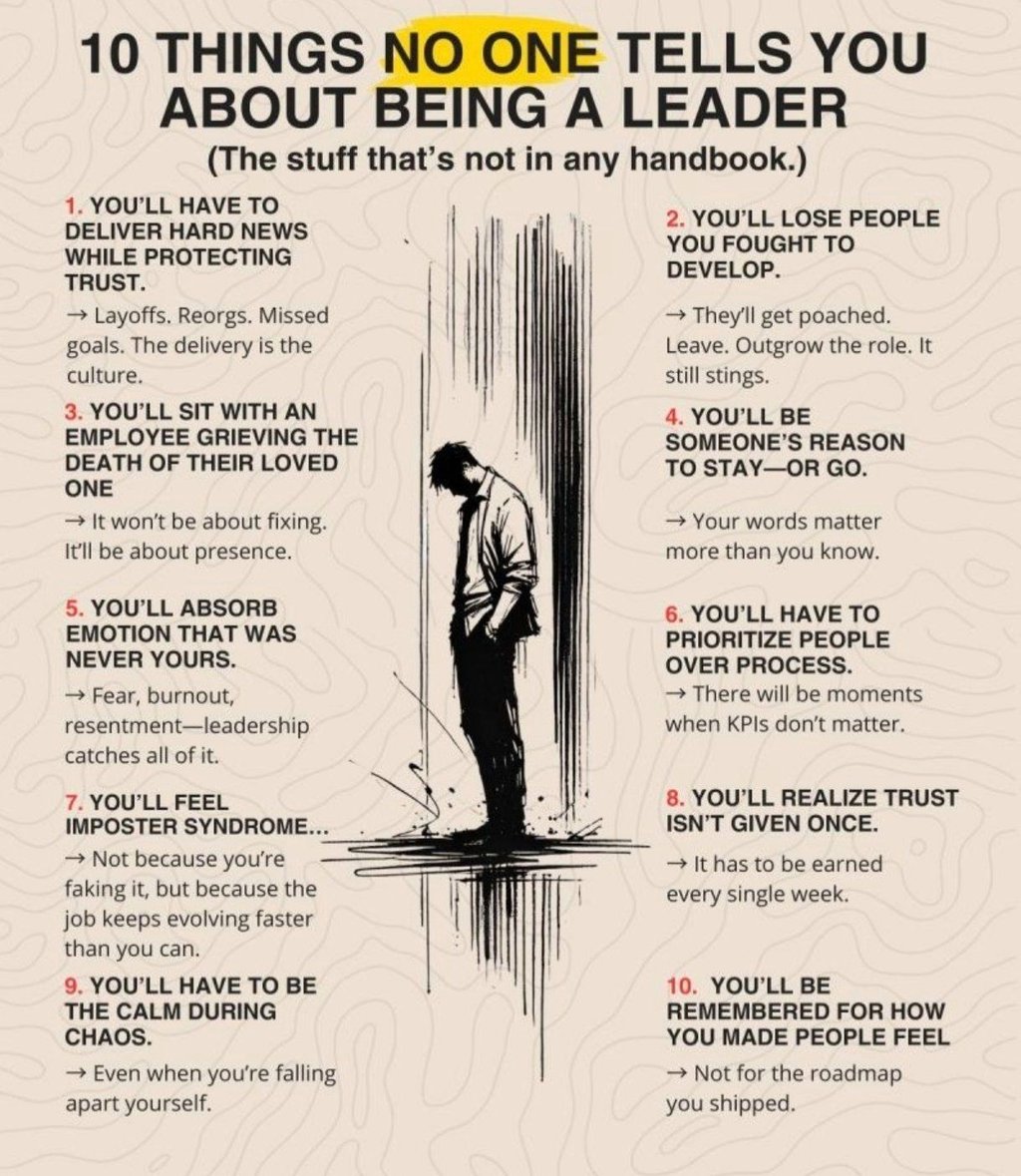 10 things no one tells you about being a leader the stuff that's not in any hand