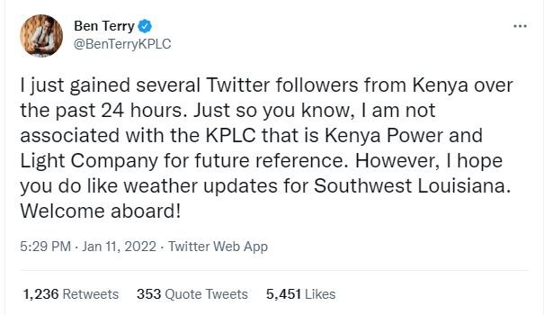 Ben Terry BenTerryKPLC just gained several Twitter followers from Kenya over the