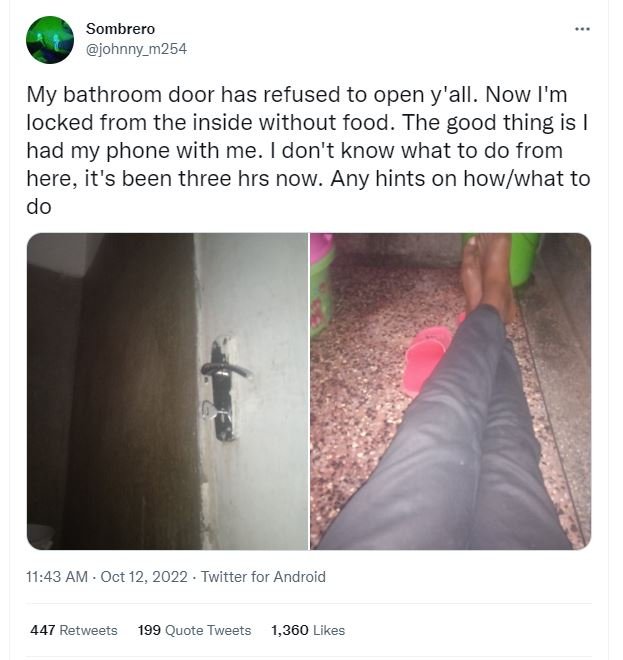 Sombrero johnny_m254 my bathroom door has refused to open y'all. now i'm locked