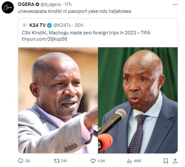Ogera 0 d_ogera 17h unawezapata kindiki ni passport yake ndo haijatokea k24 tv k