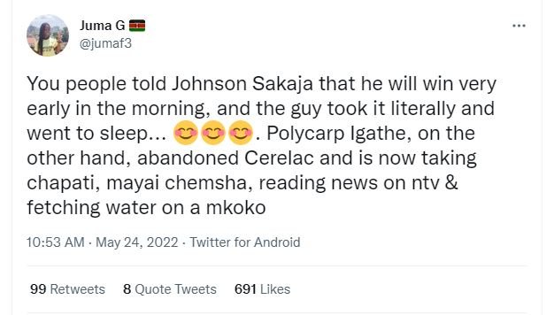 Juma ge jumaf3 you people told johnson sakaja that he will win very early in the