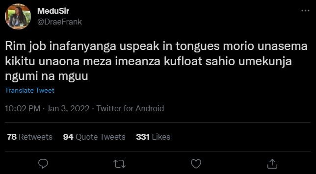 MeduSir DraeFrank Rim job inafanyanga uspeak in tongues morio unasema kikitu una