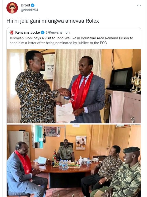 Droid droid254 hii ni jela gani mfungwa amevaa rolex kenyans.co.ke kenyans 5h je