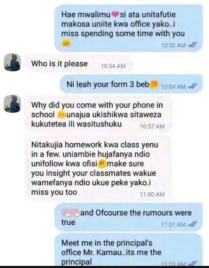 Hae mwalimu si ata unitafutie makosa uniite kwa office yako.i miss spending some
