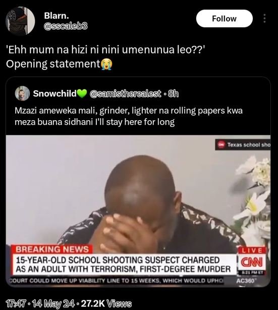 Blarn_ sscaleb3 follow 'ehh mum na hizi ni nini umenunua leo?? opening statement