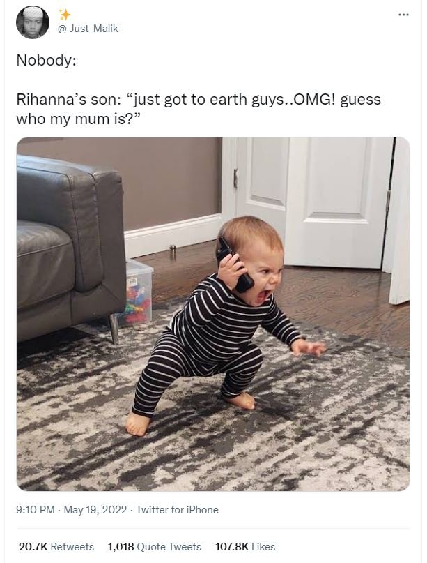 _just_malik nobody rihanna's son 'just got to earth guys..omg! guess who my mum