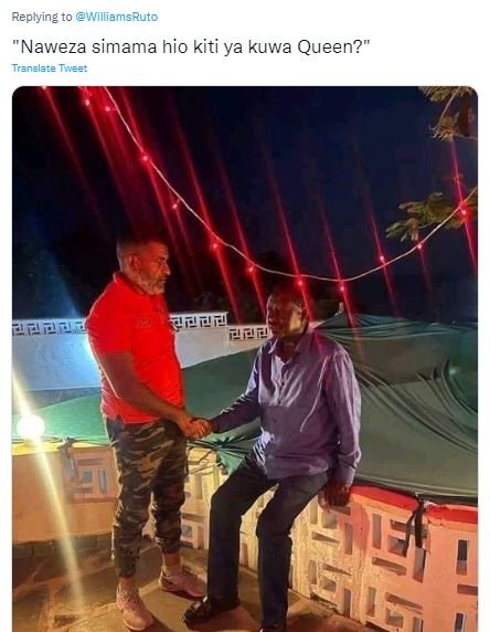 Replying to williamsruto naweza simama hio kiti ya kuwa queen? irengiate nveer