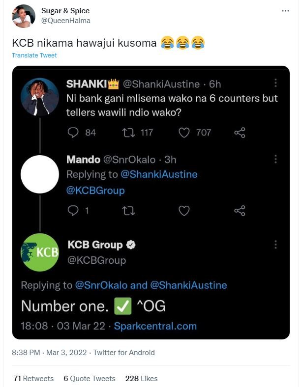 Sugar spice queenhalma kcb nikama hawajui kusoma translate tweet 6 shankii shank