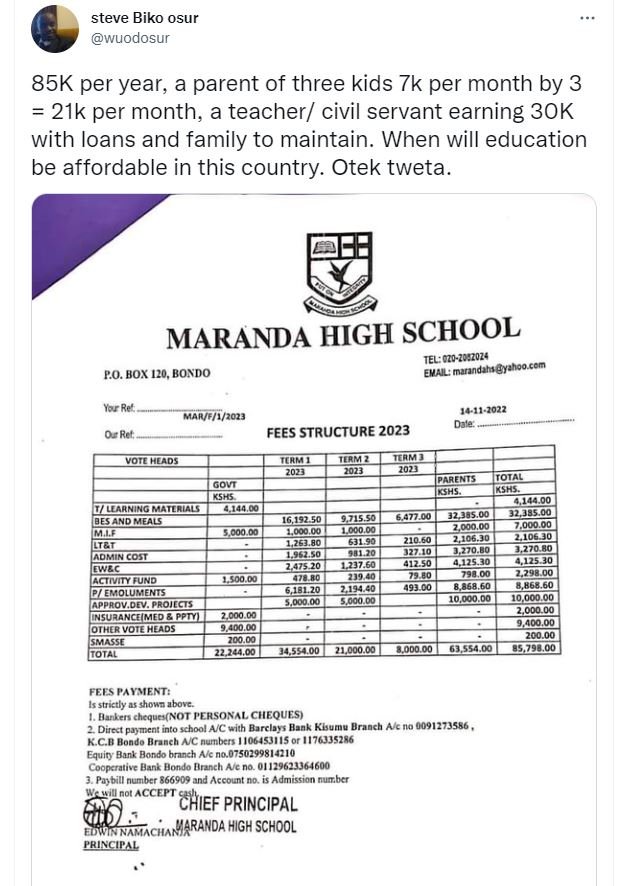 Steve biko osur wuodosur 85k per year, parent of three kids 7k per month by 3 21