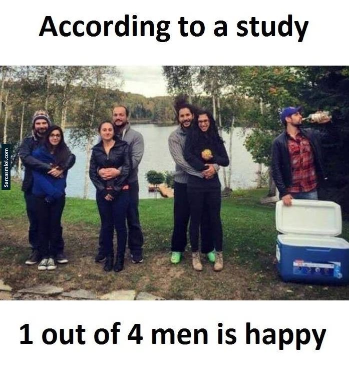 According to a study 1 1 out of 4 men is happy