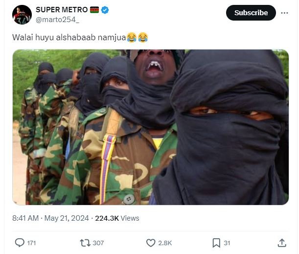 Super metro marto254 subscribe walai huyu alshabaab namjua 8.41 am may . 21, 224