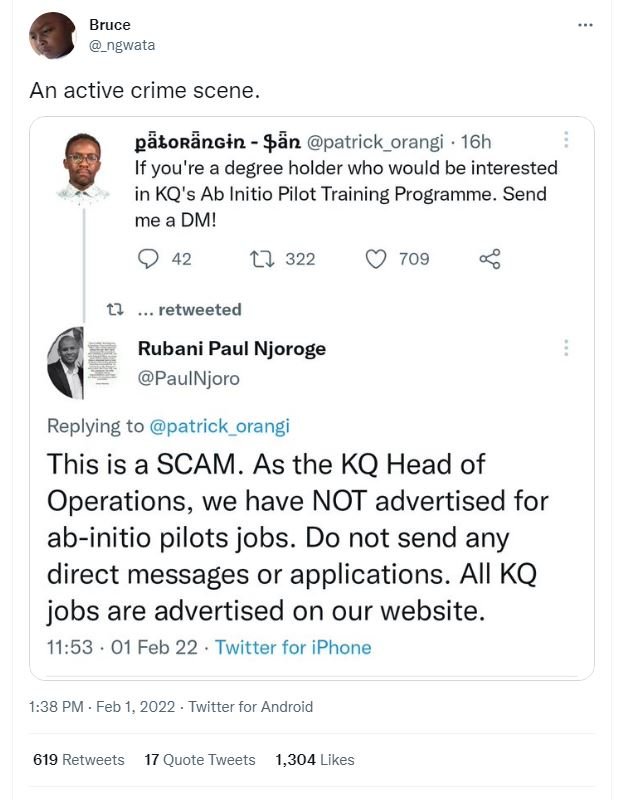 Bruce ngwata An active crime scene_ pãsoROncin pãn patrick_orangi 16h If you're