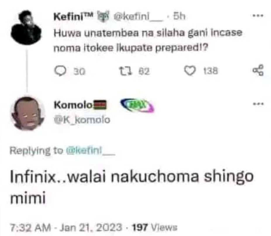 Kefini akenni eh huwa unatembea na sllaha gani incese noma itokee ikupale prepar