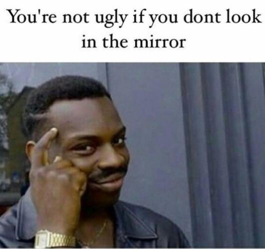 You're not ugly ifyou dont look in the mirror