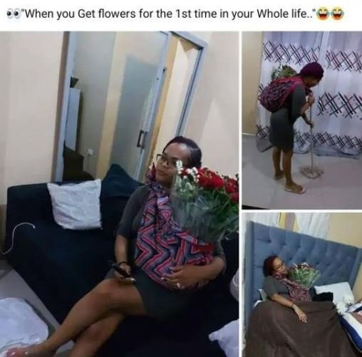 'when you get flowers for the ist time ín your whole life.