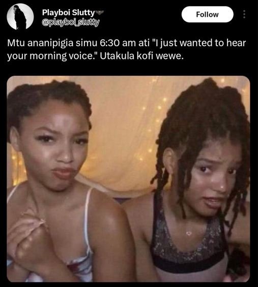 Playboi slutty playboislungy follow mtu ananipigia simu 6.30 am ati ijust wanted