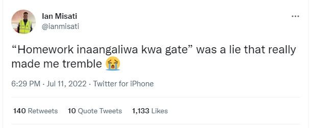 Lan misati ianmisati homework inaangaliwa kwa gate was a lie that really made me