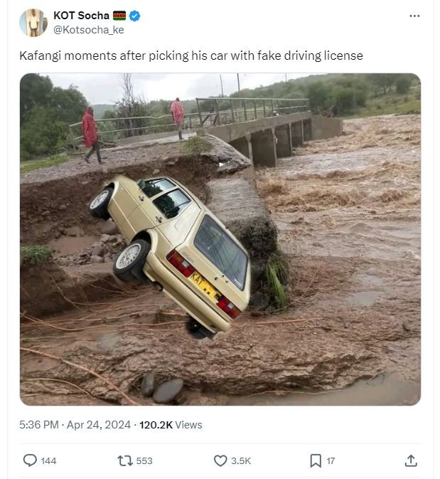 Kot socha kotsocha_ke kafangi moments after picking his car with fake driving li