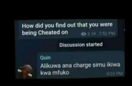 How did you find out that you were being cheated on 1 discusslon started quln al