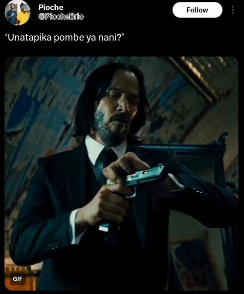 Pioche piochebliio follow 'unatapika pombe ya nani?' gif