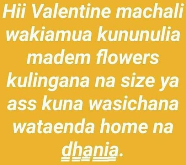 Hii valentine machali wakiamua kununulia madem flowers kulingana na size ya ass