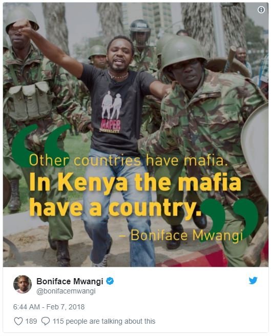 1 other countries have mafia in kenya the mafia have a country. boniface mwangi