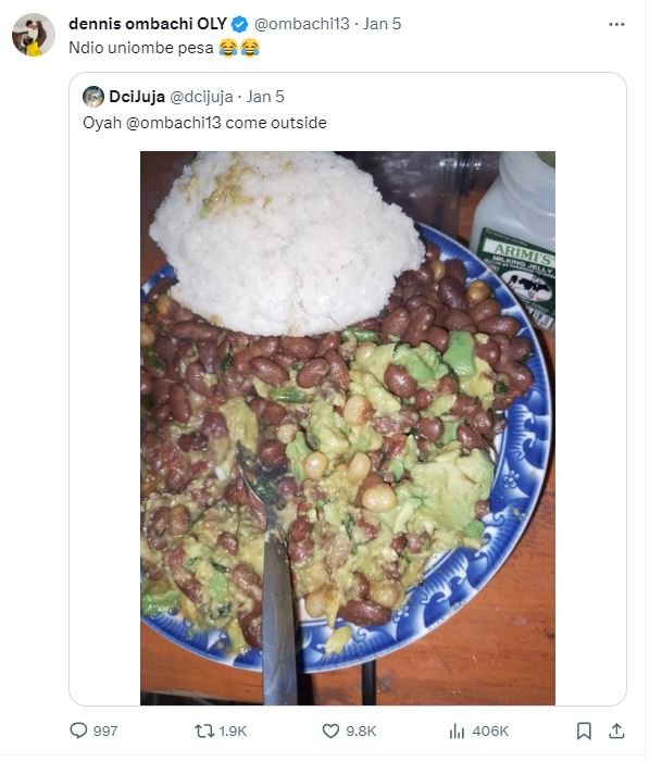 Dennis ombachi oly ndio uniombe pesa ombachi13 jan 5 dcijuja dcijuja jan 5 oyah