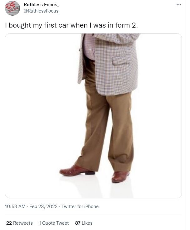 Ruthless Focus RuthlessFocus bought my first car when was in form 2 10.53 AM Feb