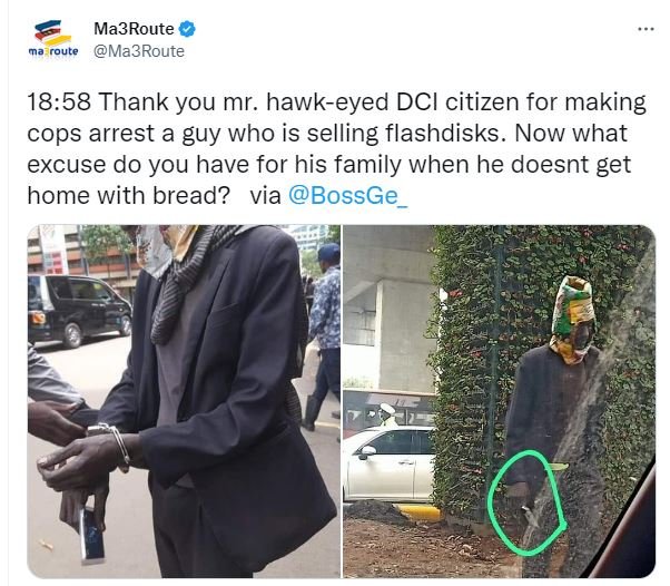 Ma3route oute ma3route 18.58 thank you mr. hawkeyed dci citizen for making cops