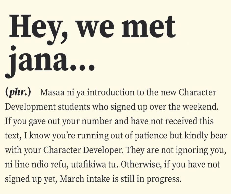 Hey we met jana. phrs masaa ni ya introduction to the new character development