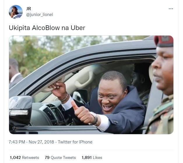 Junior_lionel ukipita alcoblow na uber 7.43 pm nov 27, twitter for iphone 1,042