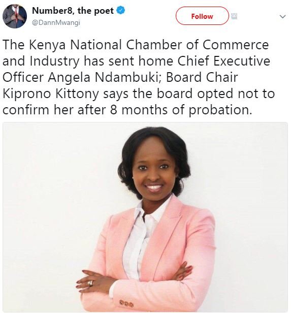 Number8, the poet dannmwangi follow the kenya national chamber of commerce and i