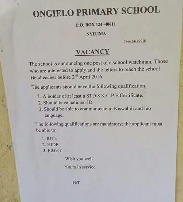 Ongielo primary school p.o.box 124 nyiiz duc ha2oic vacancy the school is announ