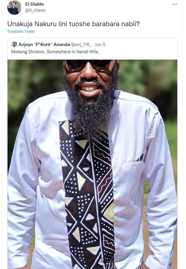 El diablo ti_chaos unakuja nakuru lini tuoshe barabara nabii? translate tweet an