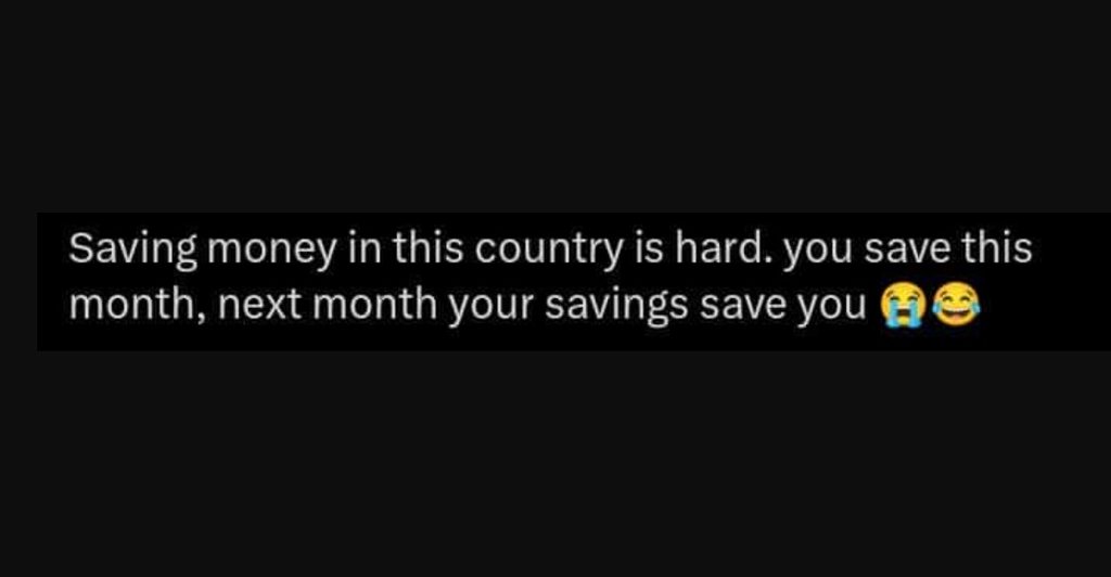 Saving money in this country is hard. you save this month next month your saving