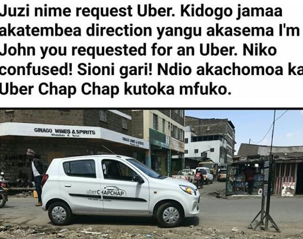 Juzi nime request uber. kidogo jamaa akatembea direction yangu akasema i'm john