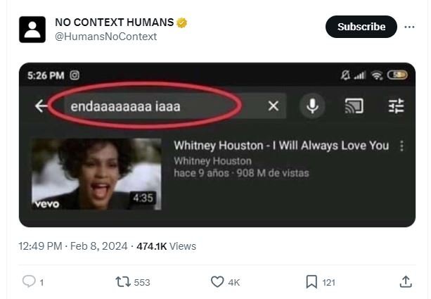 No context humans humansnocontext subscribe 5.26 pm 0, endaaaaaaaa iaaa whitney