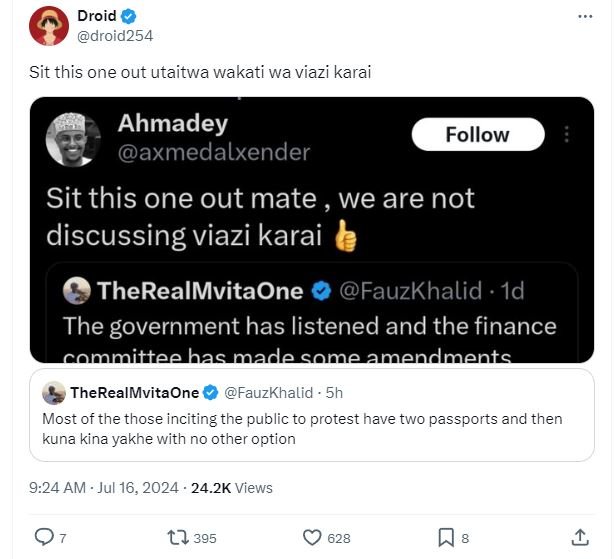 Droid droid254 sit this one out utaitwa wakati wa viazi karai ahmadey follow axm