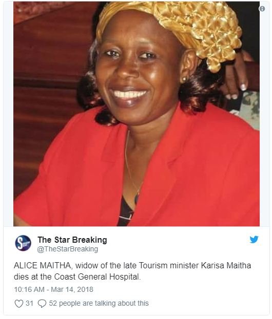 The star breaking thestarbreaking alice maitha widow of the late tourism ministe