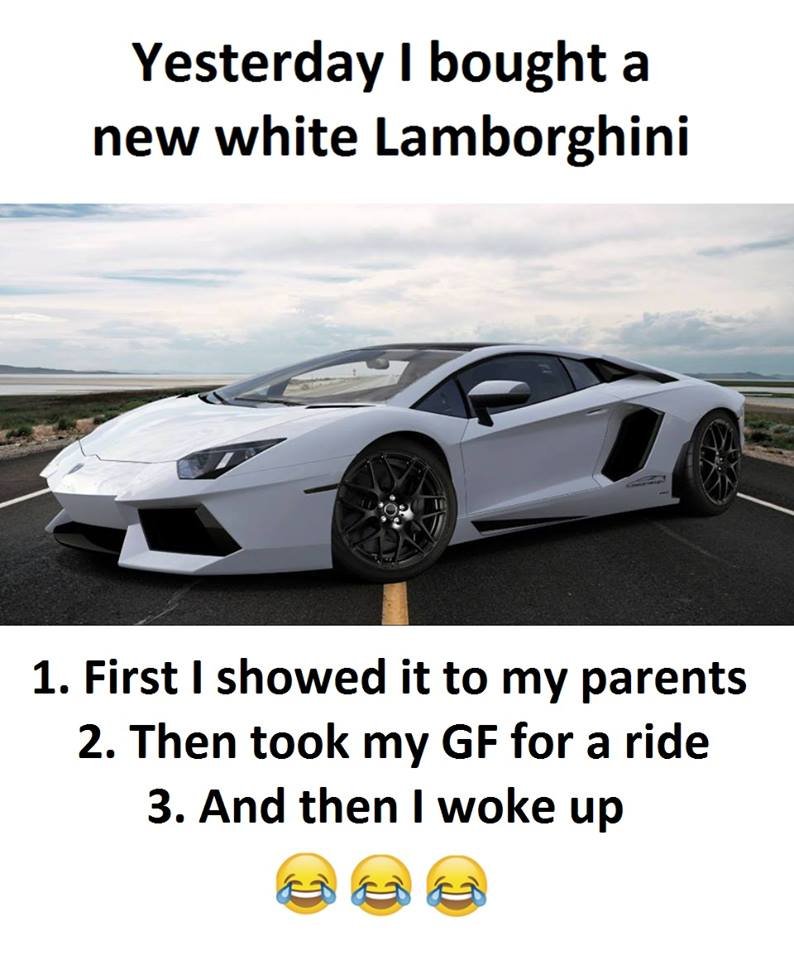 Yesterday 1 bought a new white lamborghini 1. first i showed it to my parents 2.