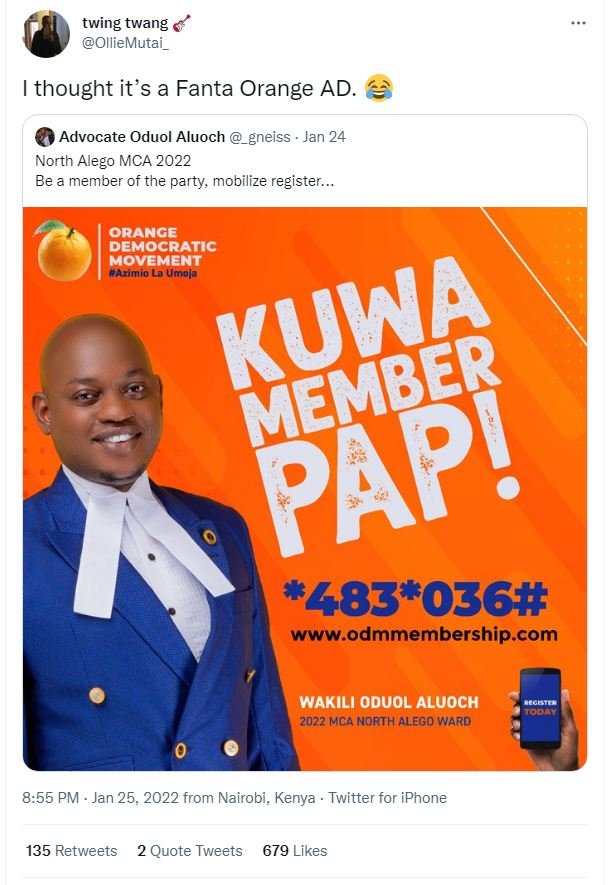 twing twang OllieMutai_ thought it's a Fanta Orange AD. Advocate Oduol Aluoch _g