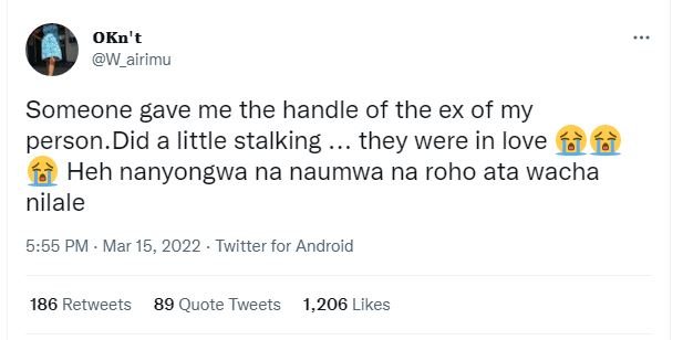 Okn't w_airimu someone gave me the handle of the ex of my person did a little st