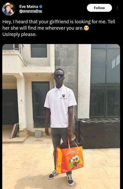 Eve maina avaumaina follow hey i heard that your girlfriend is looking for me. t