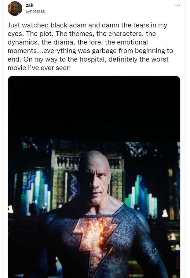 Zak nottzak just watched black adam and damn the tears in my eyes. the plot, the