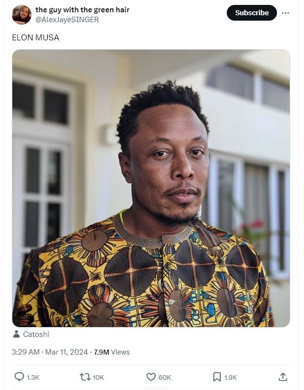 The guy with the green hair alexjayesinger subscribe elon musa catoshi 3.29 am m