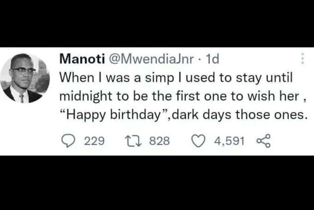 Manoti mwendiajnr 1d when was a simp used to stay until midnight to be the first