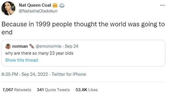 Nat queen coal natashaoladokun because in people thought the world was going to