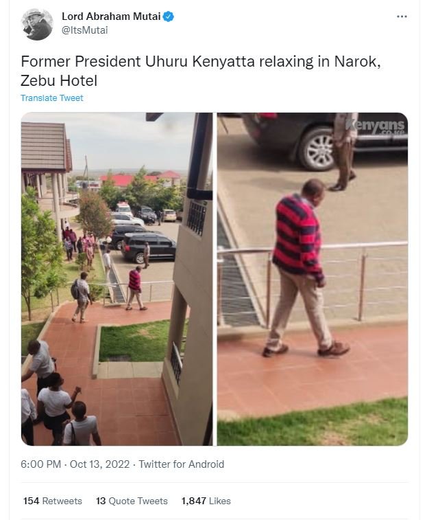 Lord abraham mutai itsmutai former president uhuru kenyatta relaxing in narok, z
